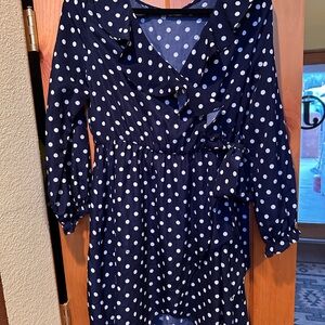 Polka Dot  Dress - Navy and White